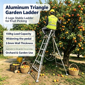 EN131 Certified Aluminum <strong>Tripod</strong> Orchard <strong>Ladder</strong> Stable 3-Legged Gardening <strong>Ladder</strong> for Fruit Picking &amp; Pruning - Product Image 3