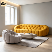 Ensemble de canapés modulaires personnalisables en forme de bulle nuageuse, avec dossier rond en tissu bouclé, pour salon, villa, hall d'hôtel