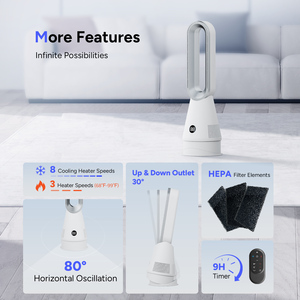 Ventilateur de tour sans lame intelligent domestique avec purificateur d'air <span class=keywords><strong>refroidisseur</strong></span> d'air ventilateur chauffage Hepa 13 filtre enlever la poussière <span class=keywords><strong>fumée</strong></span> - Product Image 6