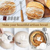 Kit complet de cuisson du pain au levain, Livre de recettes et guide double usage, Fouet danois, Pot à levain, Couteau à levain, Tapis de levage, Racloir, Doublure en coton
