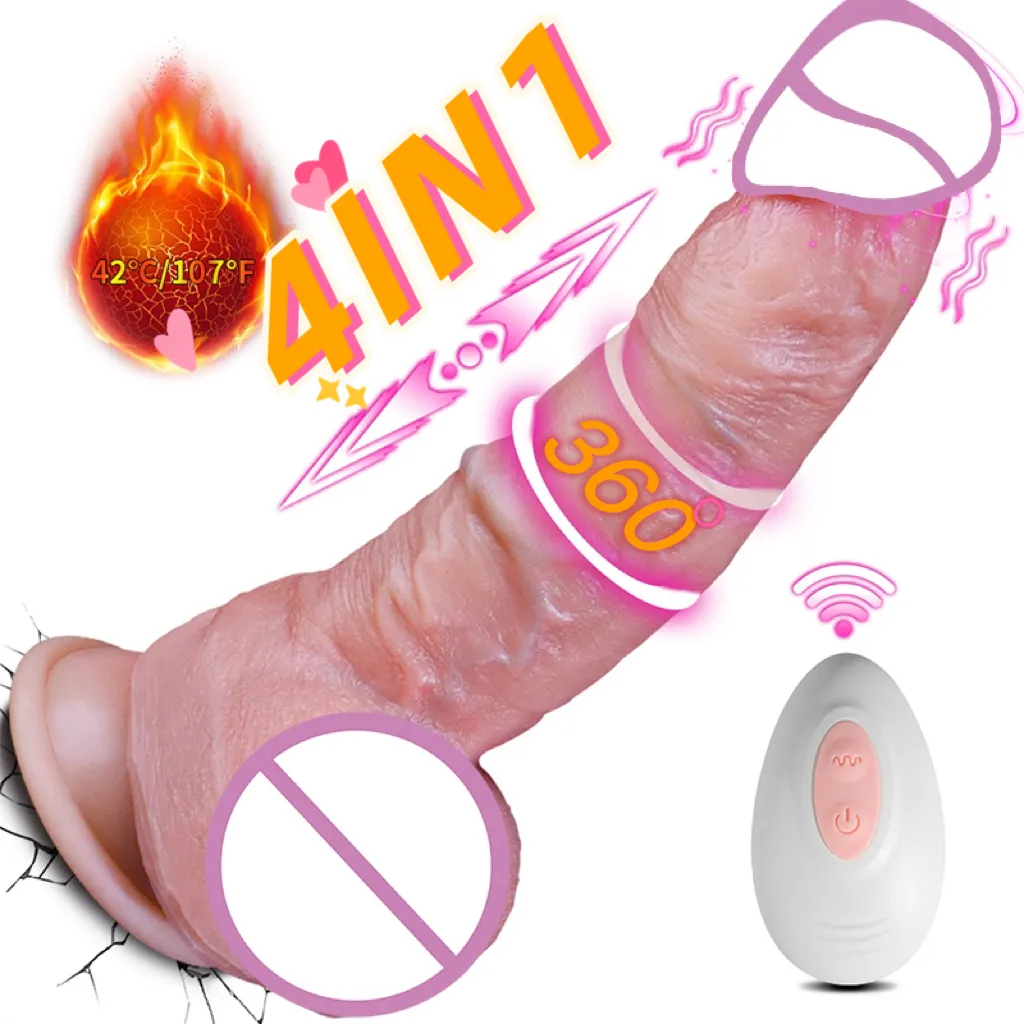 4-In-1 Automatische Telescopische Vibrerende Staaf Hand-Vrije G-Spot Dildo 'S Vrouwelijke Dildo Vibrator Sex Machine Voor Vrouw