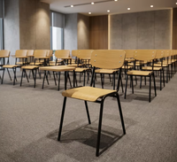 Chaise d'école empilable en contreplaqué avec table intégrée, chaise d'étude ergonomique pour étudiant à structure en acier, chaise de formation en bois, chaise d'événement