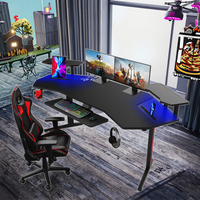 Support de moniteur de table pour ordinateur de jeu RVB à grand angle personnalisé forme d'aile lumière LED de bureau en fibre de carbone matériau métallique durable