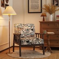 Canapé simple Style vintage Salon Balcon Chaise de loisirs en bois massif Style rétro Dossier design Fauteuil simple paresseux