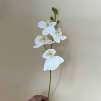 Orchidée Phalaenopsis Artificielle en Soie à 4 Têtes, Petite Tige Unique, Décoration Intérieure, Arrangements Floraux de Mariage, Bricolage, Design Intérieur