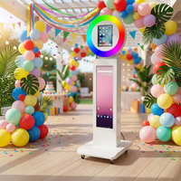 Cabina de Fotos Portátil para Fiesta del Trabajo, Impresión Instantánea, Compatible con iPad de 10.2-13 Pulgadas, Luz RGB, Pantalla LCD de 29 Pulgadas, Máquina de Fotos para iPad