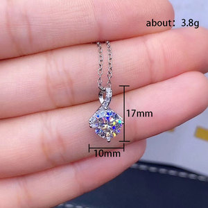 Elegante collana con pendente solitario rotondo, catena con ciondolo in pietra scintillante per donna - Product Image 5