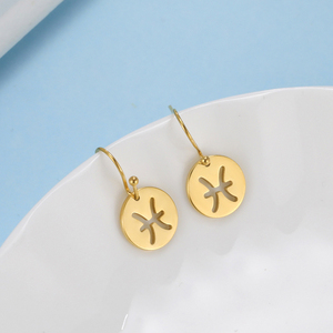 Boucles d'oreilles zodiaque pour femmes <span class=keywords><strong>2021</strong></span> bijoux en acier inoxydable bijoux plaqué or <span class=keywords><strong>Horoscope</strong></span> boucles d'oreilles zodiaque coréen Vintage boucles d'oreilles - Product Image 2