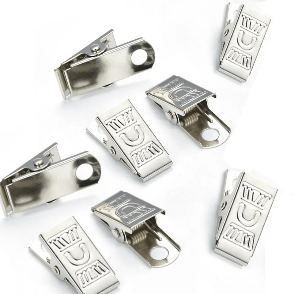 Metal Alligator Style Metal ID Clips Hardware Small Clip Clasp Supplies for ID Badges Eyeglass Retainers Fitting DIY