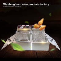 Freidora Eléctrica Comercial de Doble Tanque y Doble Filtro, Directo de Fábrica, con 2500W de Potencia para Pollo Frito y Otros Alimentos