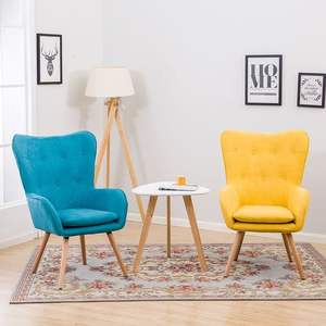 Sillón de Terciopelo Francés, Silla de Salón, Sofá de Tela con Patas de Madera de Haya, Sofá Moderno Nórdico - Product Image 3