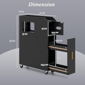 Mobiletto stretto da bagno su ruote, contenitore a incasso con porta carta igienica e porta <span class=keywords><strong>scopino</strong></span>, mobiletto laterale salvaspazio - Product Image 4
