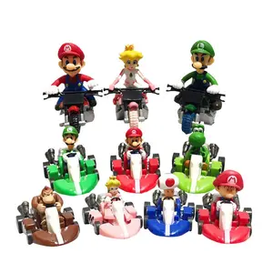 2020 el más nuevo 10 unids/set Super Mario Bros atrás coche de juguete Pull-coche modelo de Mario de dibujos animados