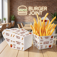Boîte d'emballage en papier pour frites avec porte-sauce, personnalisable avec logo et photo, prix de gros