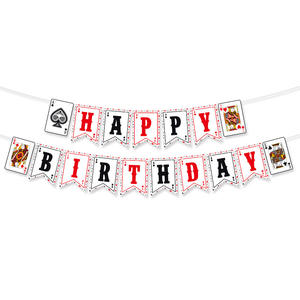 Nouveau papier jeu <span class=keywords><strong>Casino</strong></span> thème fête d'anniversaire décoration ensemble bannière tirer drapeaux Photo accessoires gâteau Topper lunettes - Product Image 6