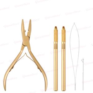 Kit de extensiones de cabello de microlinks de color rosa, alicates de extracción de extensiones de cabello, gancho de tracción de microcuentas y herramienta de bucle de microperlas - Product Image 5