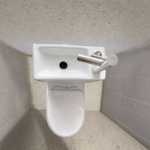 Évier de toilette à faible encombrement Toilette deux pièces en céramique moderne européenne avec <span class=keywords><strong>WC</strong></span> à double chasse d'eau et lavabo combiné pour un usage domestique - Product Image 3