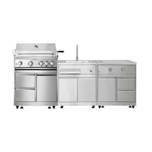 Hyxion cocina al aire libre de acero inoxidable jardín Camping cocina Diseño 7 piezas conjunto de Gas madera combustible barbacoa parrilla - Product Image 4
