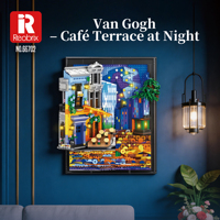 Reobrix 66702 2678PCS Van Gogh Café de Nuit en Plein Air Ensemble de Briques de Construction Modèle Jouet Technique en Plastique Cadeau de Festival Moderne