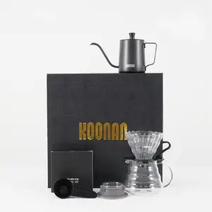库存便携式野营咖啡研磨机过滤壶V600滴注咖啡茶具，带高级旅行礼品袋盒
