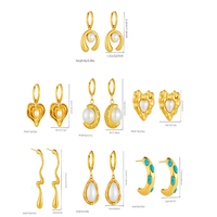 Parure Collier et Boucles d'Oreilles en Acier Inoxydable Doré avec Perles, Pendentif Fer à Cheval en U, Chaîne Serpent Huggie, Bijoux pour Femme, Vente en Gros, Personnalisation OEM