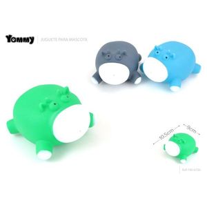 Jouet en caoutchouc Hippopotame Yommy 10,5 cm pour animaux de compagnie, chien, chat, jouet qui couine - Product Image 1