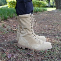 Sepatu Hiking Taktis Kulit Sapi Suede Gaya Gurun, Kulit Asli Setengah Tinggi, Anti-Selip untuk Latihan Musim Panas dan Dingin, Promo Hot Sale