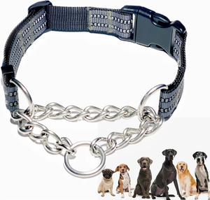 Collar de Adiestramiento para Perros NiBao Personalizado, de Nailon Resistente con Cadena <span class=keywords><strong>Martingale</strong></span> de Acero Inoxidable - Product Image 5