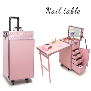 KONCAI Rolling Manicure Table Makeup Case <strong>Foldable</strong> Nail <strong>Desk</strong> 4 Drawers Cosmetology Case on Wheels - Product Image 6