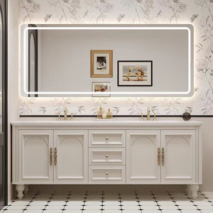 Modern Lacquer Finish MDF Cabinet with Smart <b>Mirror</b> and Integrated Ceramic Countertop <b>Wall</b>-Mounted Bathroom Vanity Unit - Product Image 2