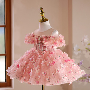 Robe de Fée Haut de Gamme pour Filles de 1 à 10 Ans, Modèle Fantaisie avec Appliques Florales, Idéale pour Mariages - Vente en Gros - Product Image 4