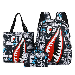 Mochila Escolar Personalizada con Diseño de Tiburón, Impermeable, para Adolescentes, Juego de Mochilas Escolares 3 en 1, OEM - Product Image 5