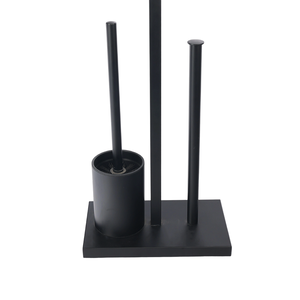 Portarotolo in Metallo Nero Antiruggine con Portascopino per WC, per Bagno <span class=keywords><strong>e</strong></span> Hotel - Product Image 3