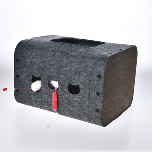 Maison pour <span class=keywords><strong>chat</strong></span> pliable interactive, lit et boîte <span class=keywords><strong>de</strong></span> jeu 2-en-1 pour animaux <span class=keywords><strong>de</strong></span> compagnie, feutre et carton, 44*35*30cm, confortable et durable - Product Image 5