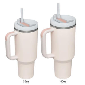 Gobelet isotherme personnalisé à double paroi de 40 oz avec poignée, en acier inoxydable, grande tasse de voyage avec couvercle et paille - Product Image 4
