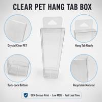 Boîte à languette en PET transparent de qualité alimentaire recyclable, emballage plastique pliable transparent personnalisé, présentoir de vente au détail, OEM, vente en gros