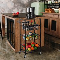 Chariot de rangement utilitaire roulant à 4 niveaux en métal mobile de cuisine avec roues