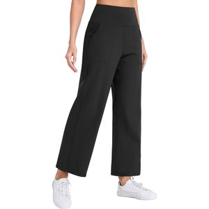 Pantalones de Yoga de Pierna Ancha para Mujer FOXA, Cintura Alta de 27 Pulgadas, Corte Holgado con Bolsillos, Pantalones de Entrenamiento hasta el Tobillo - Product Image 1