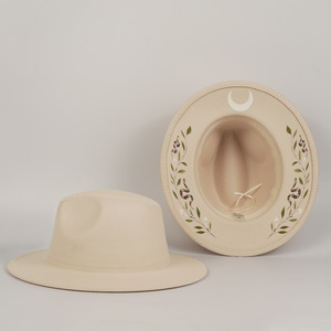 Classic Fedora Cowboy Hat for Men Women, Bohemian Snake Moon Flower Print Wide Brim Western Jazz Party Hat - Product Image 3
