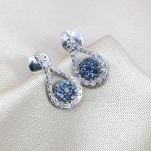 Jewelspaark Natural Tear Drop <b>Earrings</b> 1.72 Cttw Cut White <b>Blue</b> Rhodium Plated 925 Sterling Silver Women's Wedding Jewelry - Product Image 2