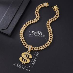 שרשרת ההיפ-הופ של גברים שרשרת עם תליון גדול שרשרת של פאנק בסגנון פאנק סגסוגת מכתב אופנתי - Product Image 2