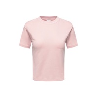 T-shirt décontracté et sportif pour femme en coton longues fibres style américain, col rond, manches courtes, coupe épaules régulières, effet amincissant, avec logo