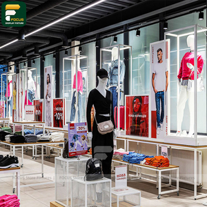 ชั้นวางเสื้อผ้าพร้อมแผงกระจกด้านข้าง ชั้นวางเสื้อผ้าสำหรับร้านค้าปลีก - Product Image 5