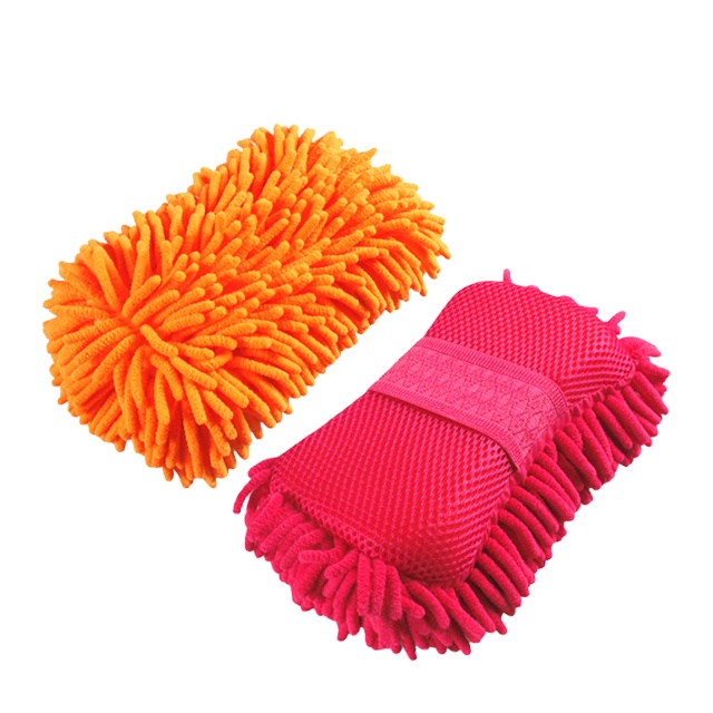 Недорогая варежка для мытья, мягкая синельная Чистящая ткань из микрофибры с губкой для автомобиля