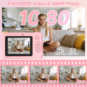 กล้องเด็ก HD ความละเอียด 44MP ถ่ายวิดีโอ 4K พร้อมฟังก์ชั่นพิมพ์ภาพ ผู้ช่วยเสียง AI สำหรับนักเรียน - Product Image 3
