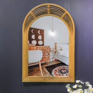 Espejos de pared de longitud completa de madera de bambú natural decorativos ecológicos de 60x90cm, <span class=keywords><strong>espejo</strong></span> vertical de arco de bambú grande para <span class=keywords><strong>Baño</strong></span> - Product Image 5