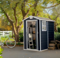 Abri de jardin 4x6 pieds en plastique PP avec structure en acier galvanisé, résistant aux intempéries et imperméable