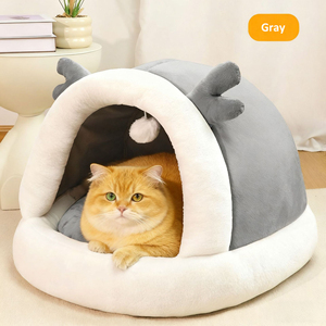 Cama para Mascotas Semicerrada, Linda Cama para Perros y Gatos, Nido para Mascotas, Alfombra Suave, Tienda para Cachorros y Gatitos, Suministros para Mascotas, Cama Cálida para Gatos - Product Image 5