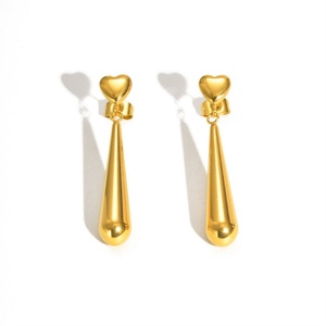Pendientes de Moda con Baño de Oro, Diseño de Gota de Agua, Dijes Irregulares en Forma de Barra y Corazón - Product Image 5