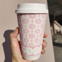 Gobelets en papier de qualité alimentaire à double paroi de 12 oz avec logo imprimé en 3D, design créatif, pour boissons gazeuses et vin